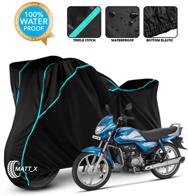 MATT_X Waterproof Two Wheeler Cover for Hero(HF Deluxe, Black, Blue)