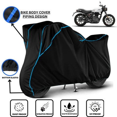 LE PRA Waterproof Two Wheeler Cover for Royal Enfield(Hunter 350, Black, Blue)