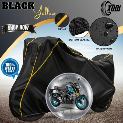 xodi Waterproof Two Wheeler Cover for Yamaha(MT 15 New BS6, Black, Yellow)