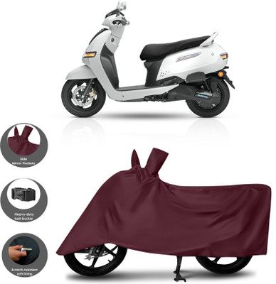 HWSXQAE Waterproof Two Wheeler Cover for Universal For Bike(iQube, Maroon)