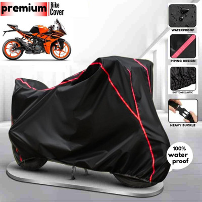 BOTAUTO Waterproof Two Wheeler Cover for KTM(RC 200, Black, Red)