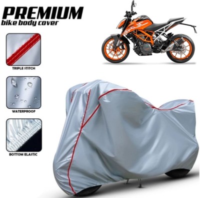 Shiv Kanha Waterproof Two Wheeler Cover for KTM(Duke 390, Silver, Red)