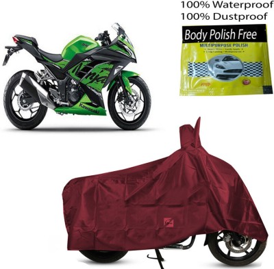 EGAL Waterproof Two Wheeler Cover for Kawasaki(Ninja 300, Maroon)