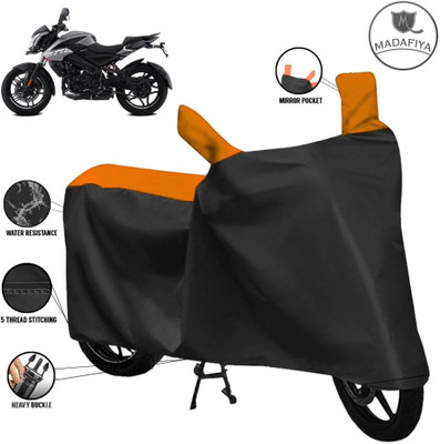 MADAFIYA Waterproof Two Wheeler Cover for Bajaj(Pulsar NS200, Black, Orange)