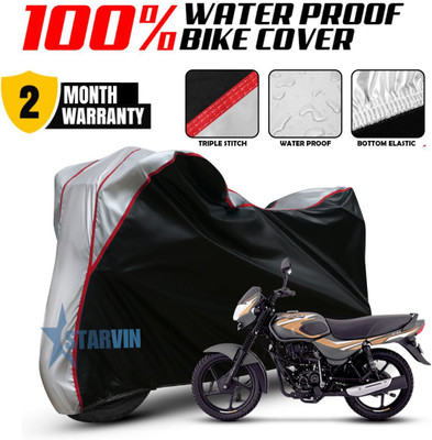 Starvin Waterproof Two Wheeler Cover for Bajaj(CT 125X, Black, Silver)