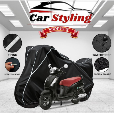 Car Styling Waterproof Two Wheeler Cover for Suzuki(New Access 125, Black, White)