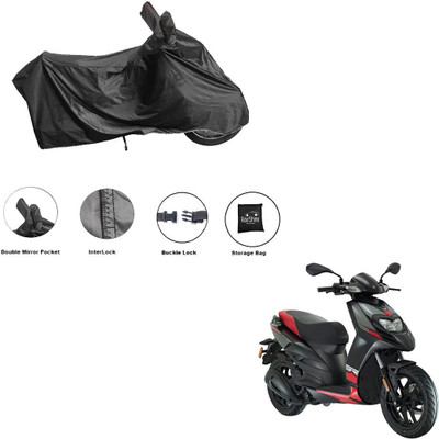 RiderShine Waterproof Two Wheeler Cover for Aprilia(SR 125, Black)