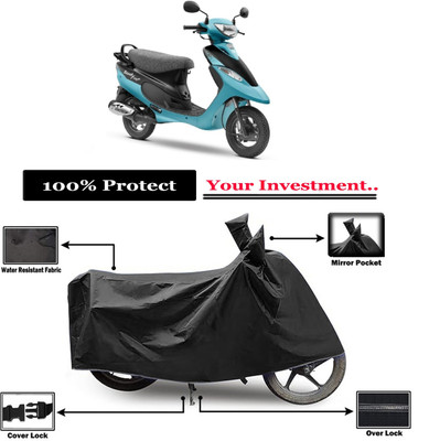 Amexride Two Wheeler Cover for TVS(Scooty Pep Plus BS6, Black)