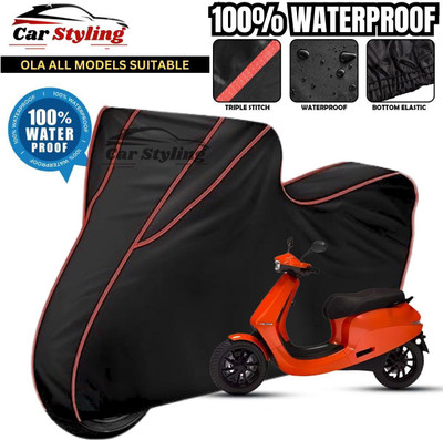 Car Styling Waterproof Two Wheeler Cover for Ola(Scooty, Black, Red)