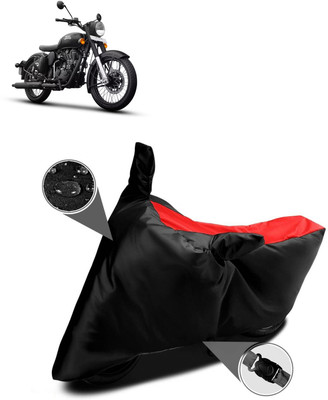 AutoGalaxy Waterproof Two Wheeler Cover for Royal Enfield(Classic Stealth Black, Red)