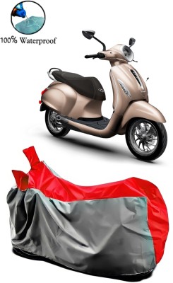 Autofly Waterproof Two Wheeler Cover for Bajaj(Chetak, Grey, Red)