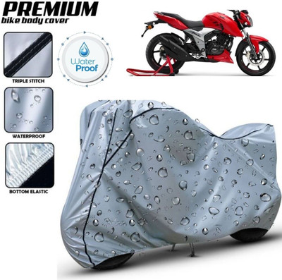 kerwa Waterproof Two Wheeler Cover for TVS(Apache RTR 160 4V, Silver, Black)