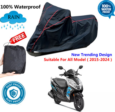 OliverX Waterproof Two Wheeler Cover for Honda(Dio, Black, Red)