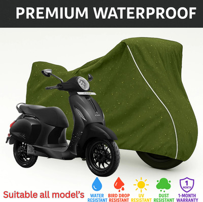 pocket bazar Waterproof Two Wheeler Cover for Bajaj(Chetak, Green, White)