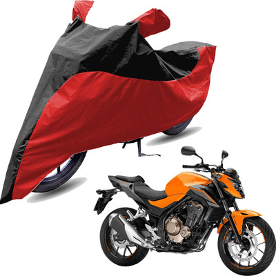 RiderShine Two Wheeler Cover for Honda(CB 500, Red, Black)