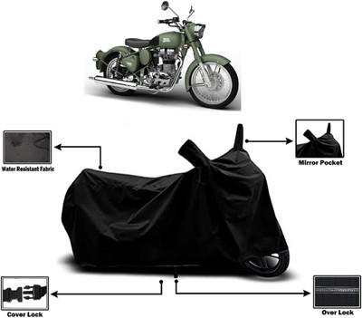 Amexride Two Wheeler Cover for Royal Enfield(Battle Green, Black)