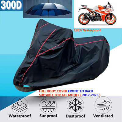 AutoGalaxy Waterproof Two Wheeler Cover for KTM(RC 125 BS6, Black, Red)