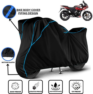 LE PRA Waterproof Two Wheeler Cover for Bajaj(Pulsar 220F, Black, Blue)