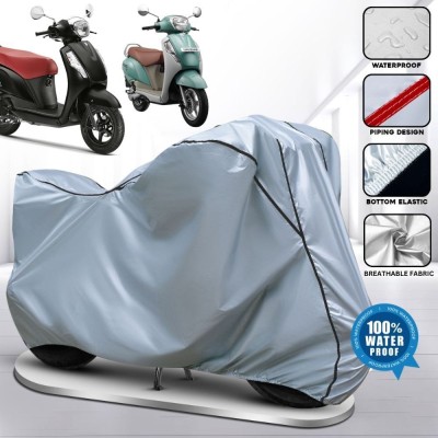 xodi Waterproof Two Wheeler Cover for Suzuki(Access, Silver, Black)