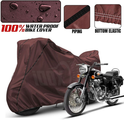 xodi Waterproof Two Wheeler Cover for Royal Enfield(Classic 350 Signals, Maroon, Black)