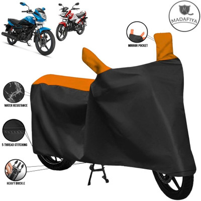 MADAFIYA Waterproof Two Wheeler Cover for Hero(Splendor I Smart, Black, Orange)