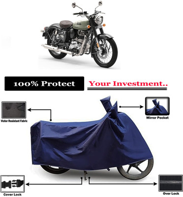 Amexride Two Wheeler Cover for Royal Enfield(Classic 350, Blue)