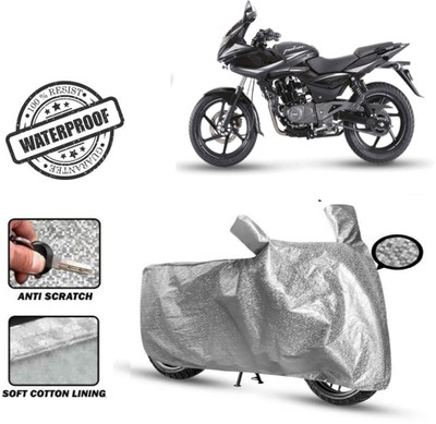 ROYAL AUTO MART Waterproof Two Wheeler Cover for Bajaj(Pulsar 220F, Silver)