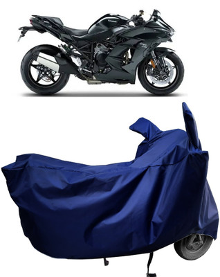 Amexride Two Wheeler Cover for Kawasaki(Ninja H2 SX BS6, Blue)