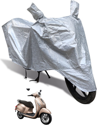 Auto Hub Waterproof Two Wheeler Cover for Bajaj(Chetak, Silver)