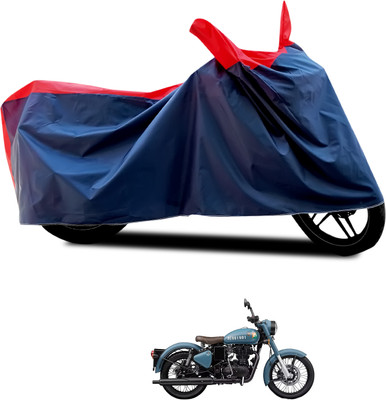 PAGORA Waterproof Two Wheeler Cover for Royal Enfield(Classic 350 Signals, Black, Red)