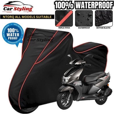 Car Styling Waterproof Two Wheeler Cover for TVS(NTORQ, Black, Red)