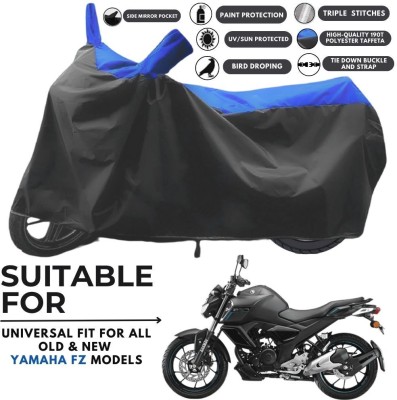 MADAFIYA Two Wheeler Cover for Yamaha(FZ S FI New BS6, Black, Blue)