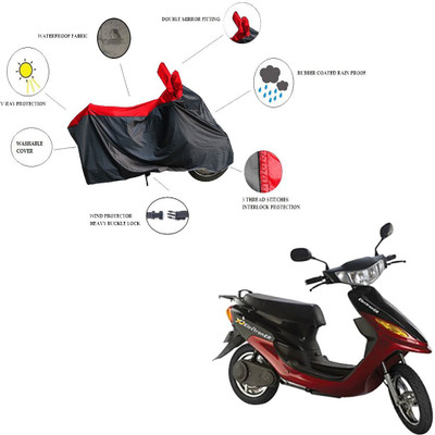 RiderShine Waterproof Two Wheeler Cover for Indus(Yo Electron, Black, Red)