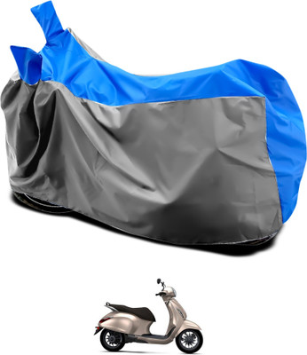 GOSHIV-car and bike accessories Waterproof Two Wheeler Cover for Bajaj(Chetak, Grey, Blue)