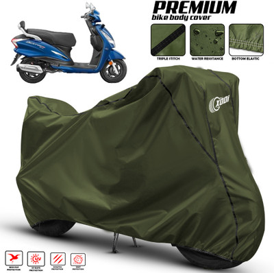 xodi Waterproof Two Wheeler Cover for Hero(Destini 125, Green, Black)