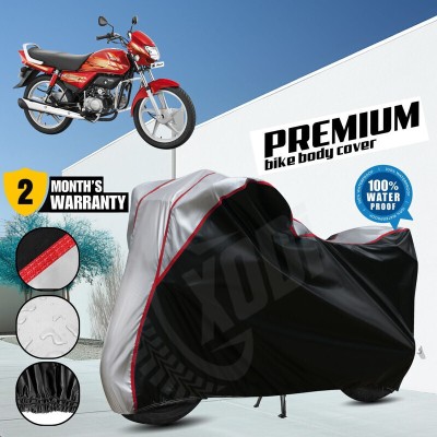 xodi Waterproof Two Wheeler Cover for Hero(HF Deluxe BS6, Black, Silver)