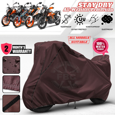 AutoGalaxy Waterproof Two Wheeler Cover for KTM(200 Duke, Maroon, Black)