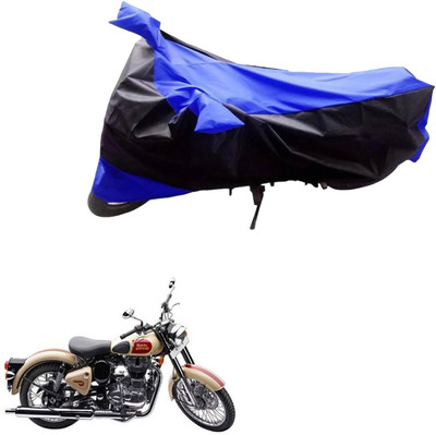 Mdstar Waterproof Two Wheeler Cover for Royal Enfield(Bullet 500, Black, Blue)