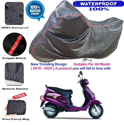 OliverX Waterproof Two Wheeler Cover for Mahindra(Duro 125, Black, Red)