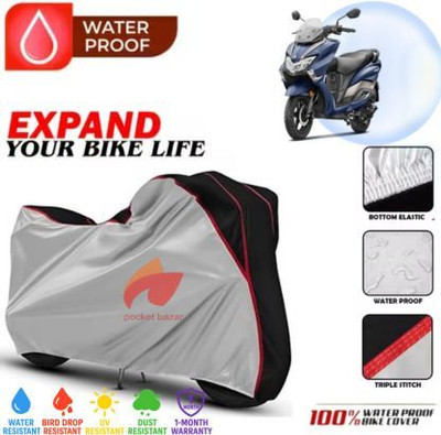 pocket bazar Waterproof Two Wheeler Cover for Suzuki(Burgman Electric, Silver, Black)