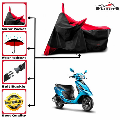 AASHTIK MART Two Wheeler Cover for TVS(Scooty Pep Plus, Red, Black)
