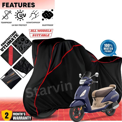 OliverX Waterproof Two Wheeler Cover for TVS(Jupiter, Black, Red)