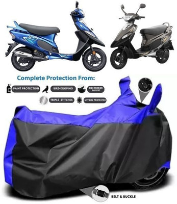 MADAFIYA Two Wheeler Cover for TVS(Scooty Pep Plus, Black, Blue)