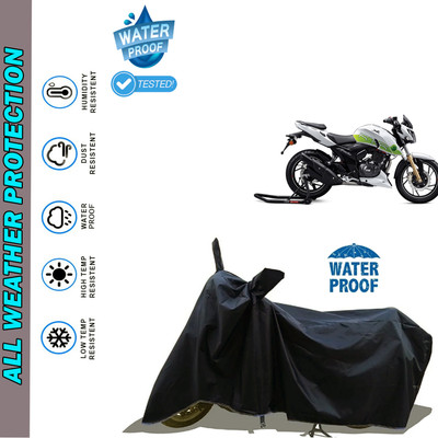 AutoGalaxy Waterproof Two Wheeler Cover for TVS(Apache RTR 200 Fi E100, Black)