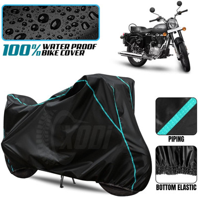 xodi Waterproof Two Wheeler Cover for Royal Enfield(Bullet, Black, Blue)