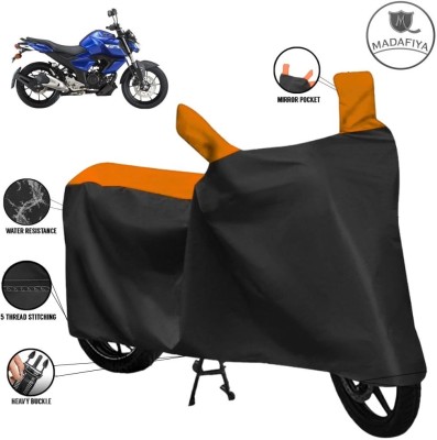 ZAQE Waterproof Two Wheeler Cover for Yamaha(FZ FI, Black, Orange)