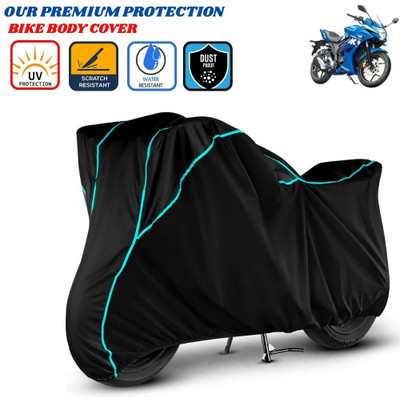 Delphinium Waterproof Two Wheeler Cover for Suzuki(Gixxer SF, Black)