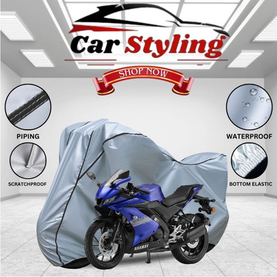 Car Styling Waterproof Two Wheeler Cover for Yamaha(R15, Silver, Black)