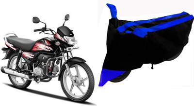 Sheen Waterproof Two Wheeler Cover for Hero(HF Deluxe, Black, Blue)