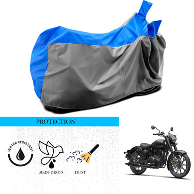 SnehaSales Waterproof Two Wheeler Cover for Royal Enfield(Classic 350, Grey, Blue)